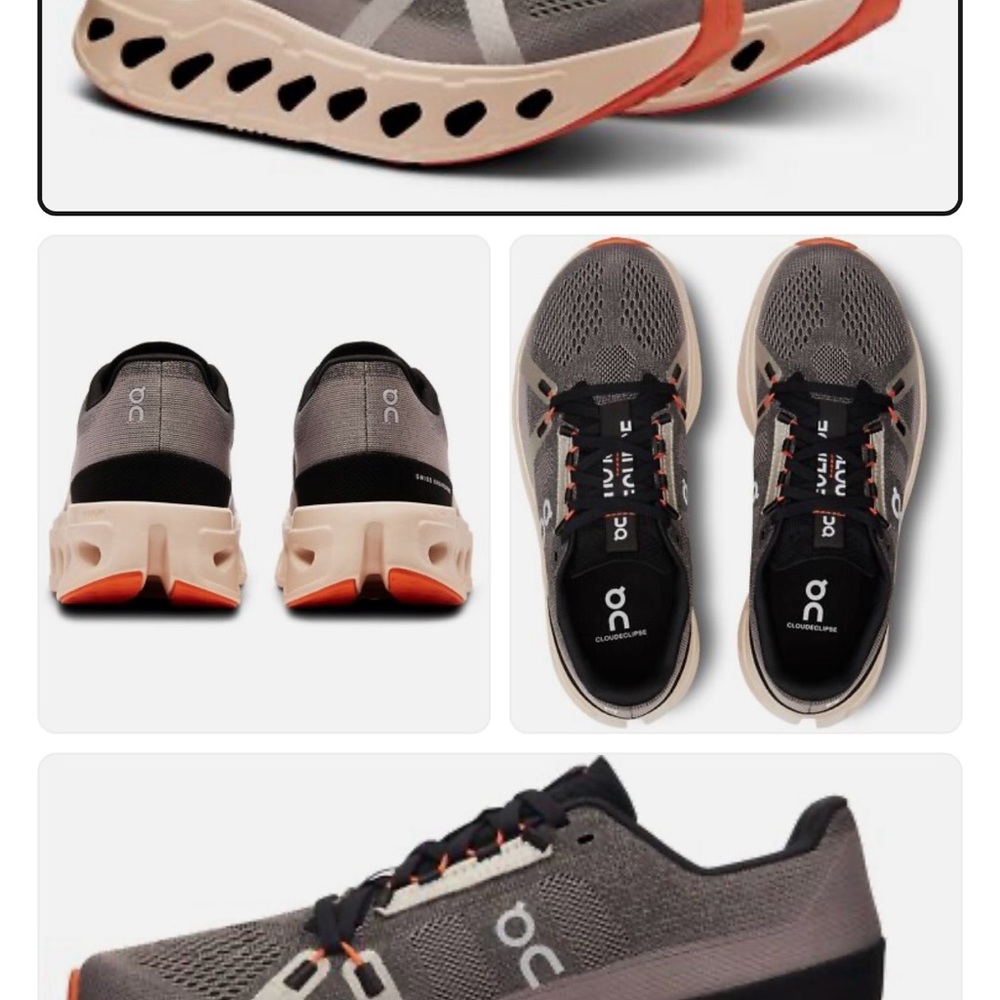 On Running Charcoal and Coral Athletic Shoes